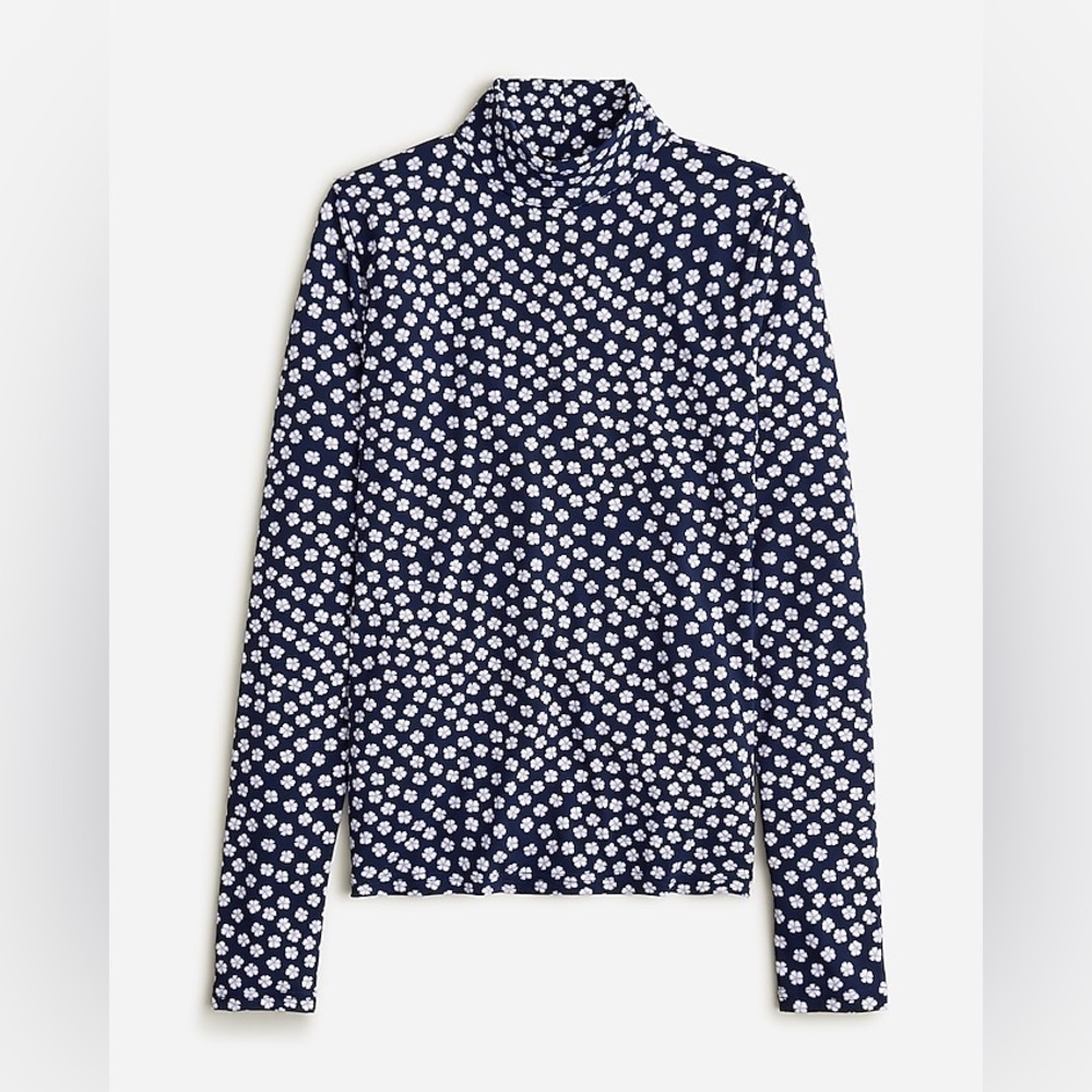 J Crew Matte jersey turtleneck in floral print BT690